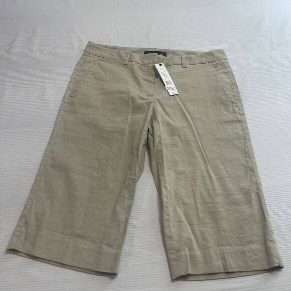NWT Theory Palmer Crunch Barley Linen Bermuda Shorts Size 0 New - Picture 1 of 8
